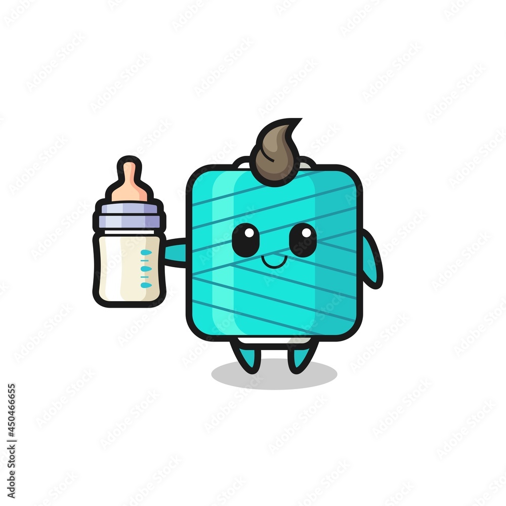 baby yarn spool cartoon character with milk bottle baby yarn spool cartoon character with milk bottle