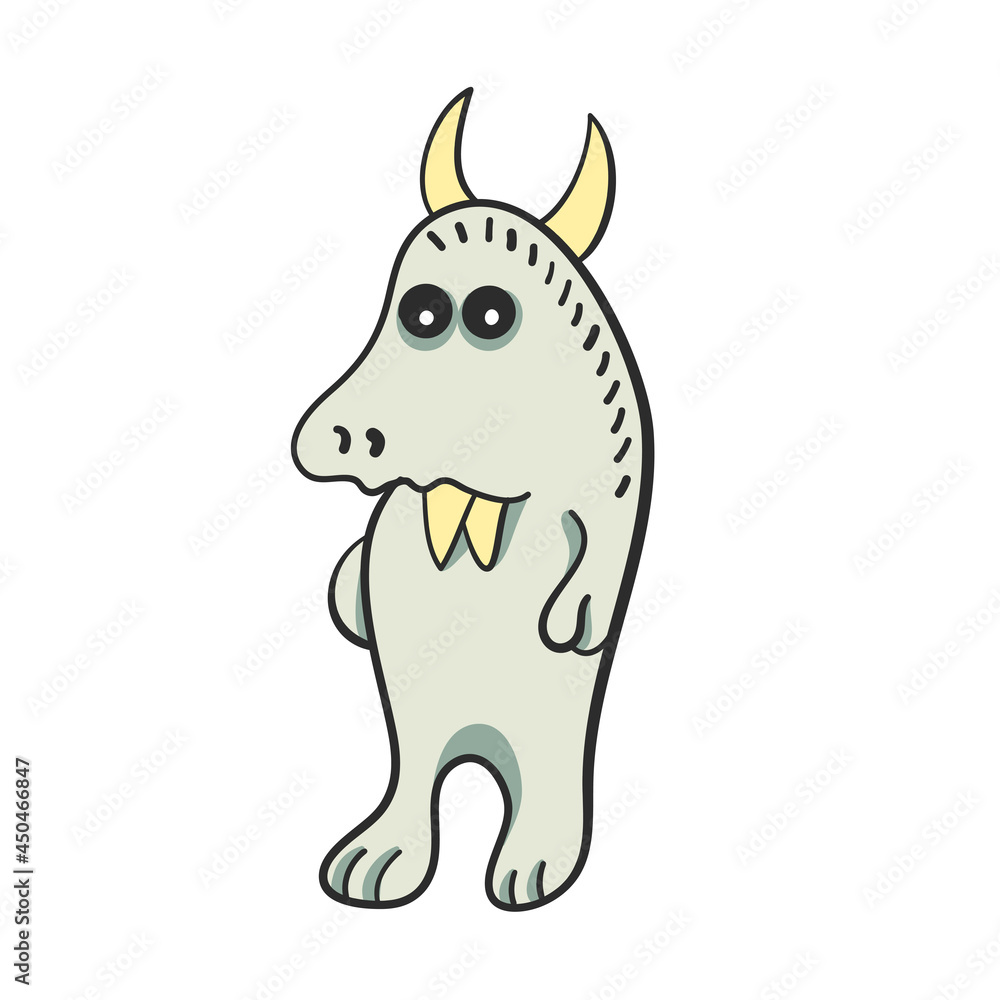Fototapeta premium Wolf. Cute funny monster. Halloween style. Vector illustration