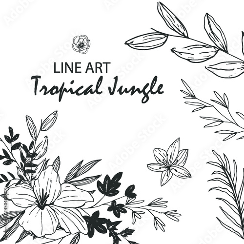 line art tropical illustration romantic