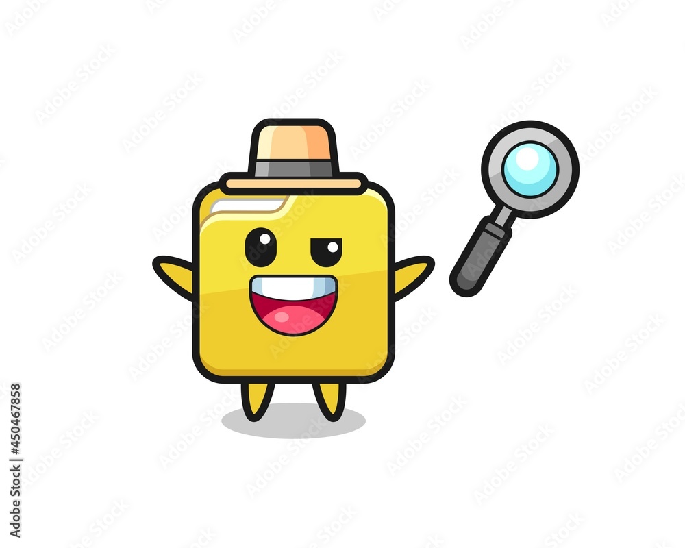 illustration of the folder mascot as a detective who manages to solve a case illustration of the folder mascot as a detective who manages to solve a case