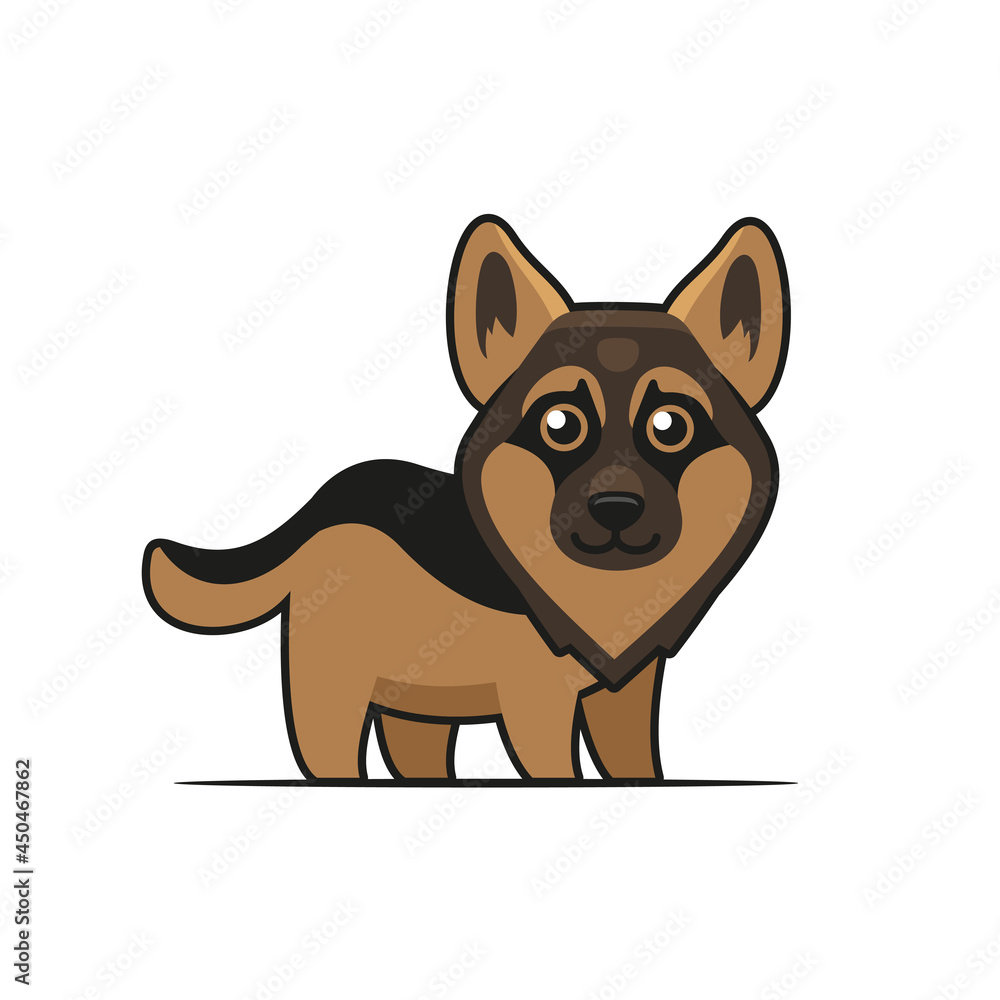 German Shepherd. Cute Dog Icon. Cartoon on White Background Vector German Shepherd. Cute Dog Icon. Cartoon on White Background Vector