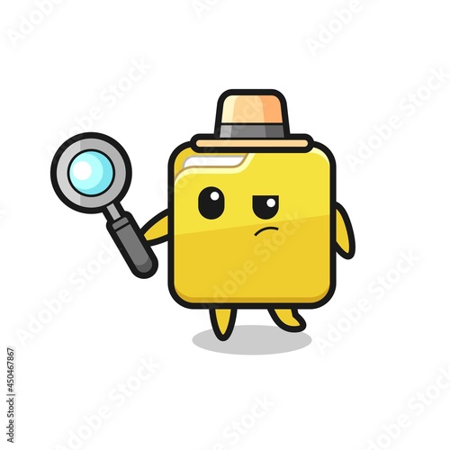 folder detective character is analyzing a case