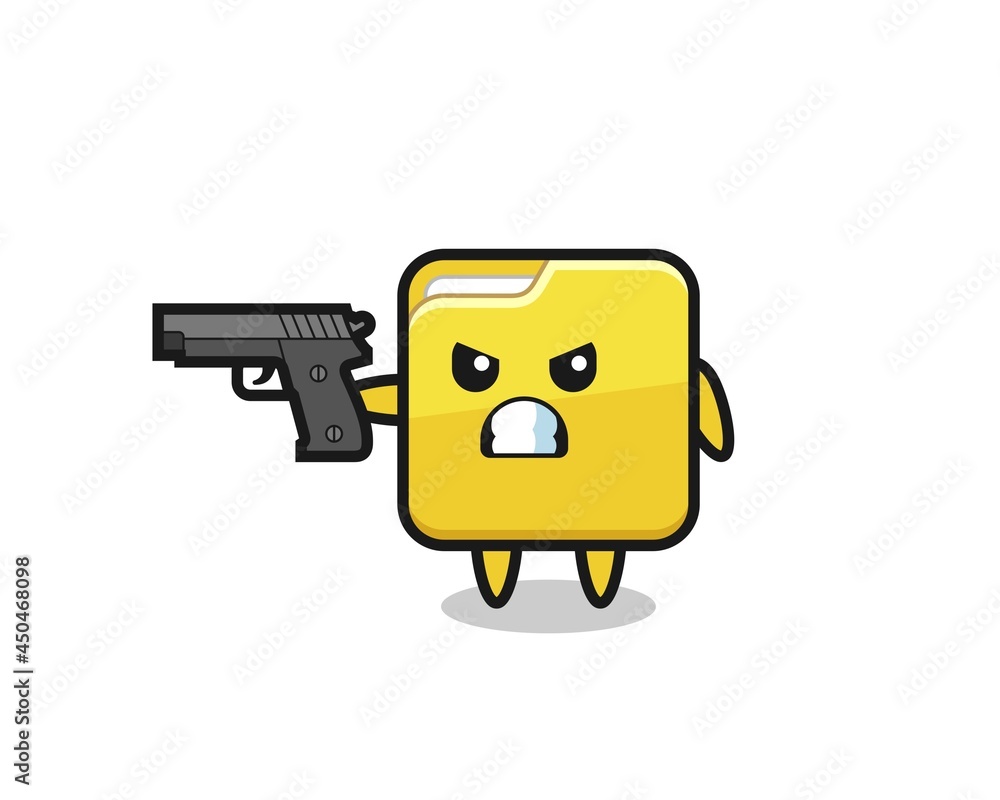 the cute folder character shoot with a gun the cute folder character shoot with a gun