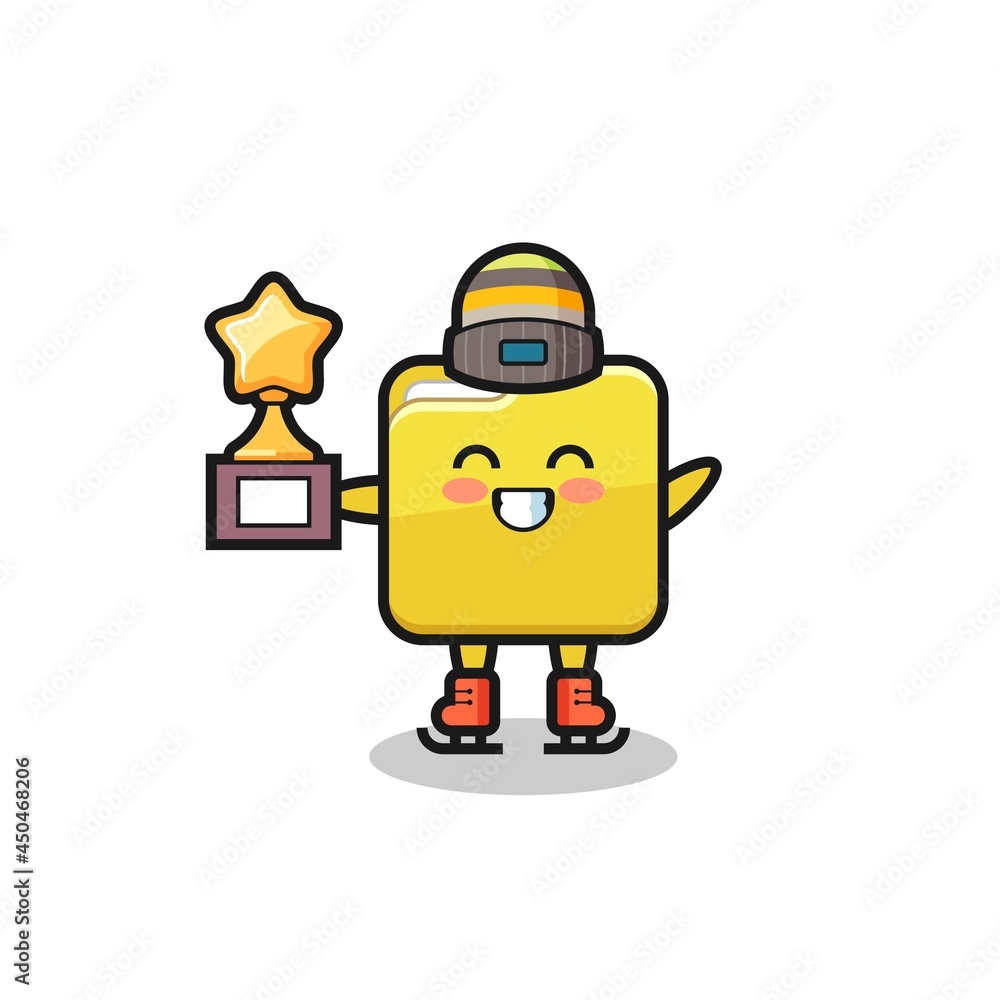 folder cartoon as an ice skating player hold winner trophy folder cartoon as an ice skating player hold winner trophy