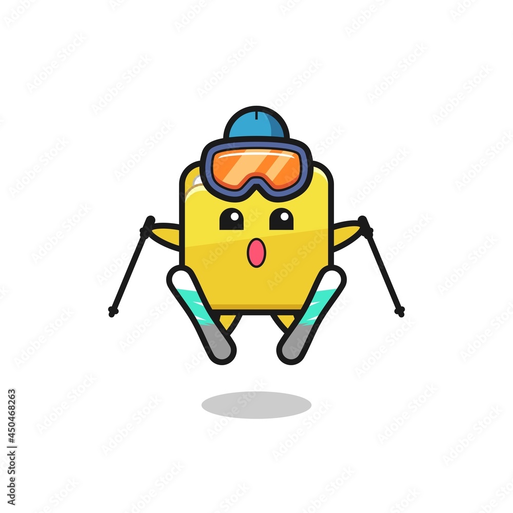 folder mascot character as a ski player