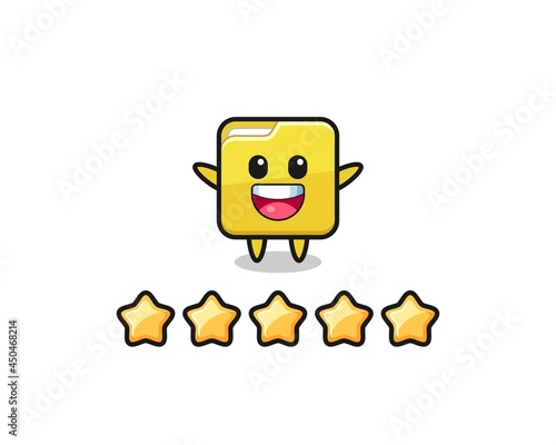 the illustration of customer best rating, folder cute character with 5 stars