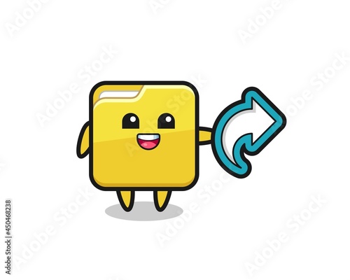 cute folder hold social media share symbol