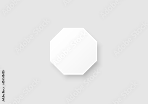 Vector octagon sign 3d paper frame white for enter text. Presentation symbol chart business white and grey design.