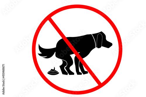  no dog pooping sign. Information  sign for dog
