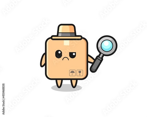 the mascot of cute cardboard box as a detective