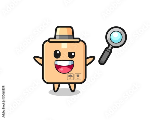 illustration of the cardboard box mascot as a detective who manages to solve a case