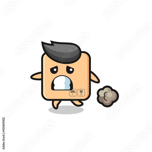 illustration of the cardboard box running in fear