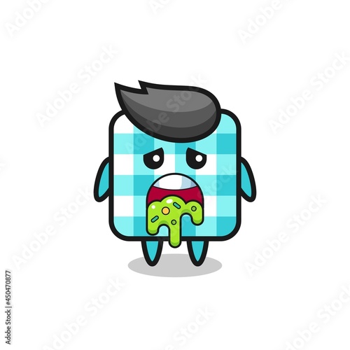 the cute checkered tablecloth character with puke