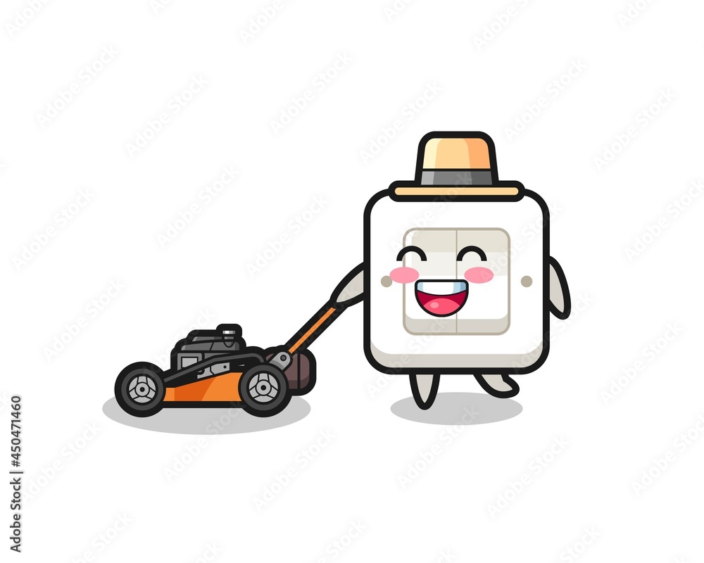 illustration of the light switch character using lawn mower illustration of the light switch character using lawn mower