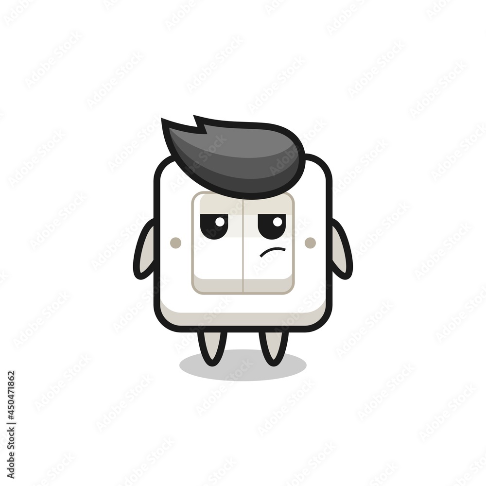 Fototapeta premium cute light switch character with suspicious expression