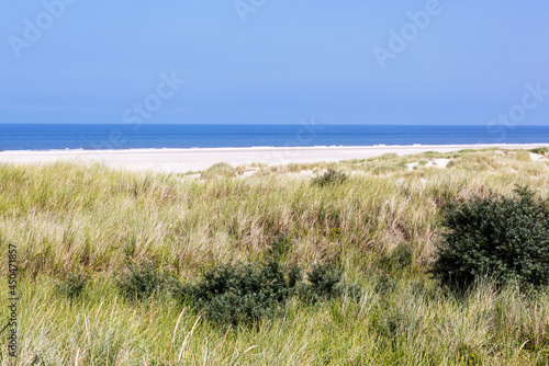 Deserted beach  sea and dunes on the North Sea