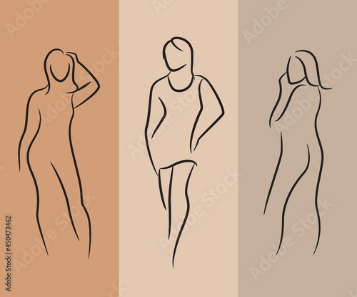 sketch and hand drawn working woman pose set illustration