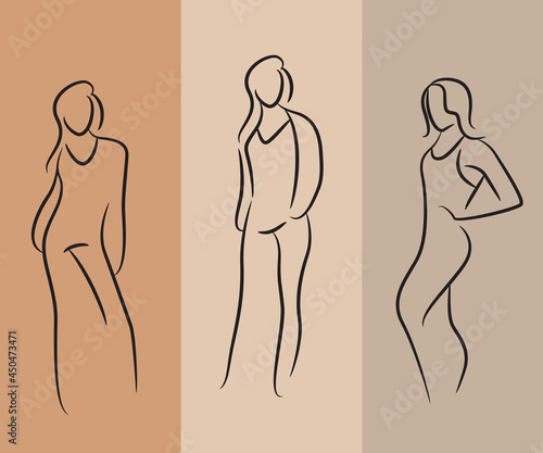 sketch and hand drawn working woman pose set illustration