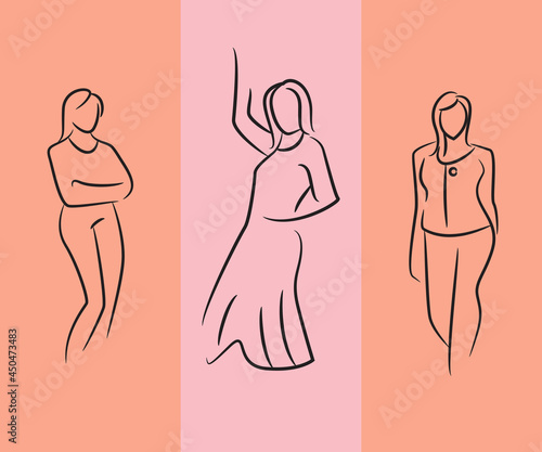 sketch and hand drawn working woman pose set illustration
