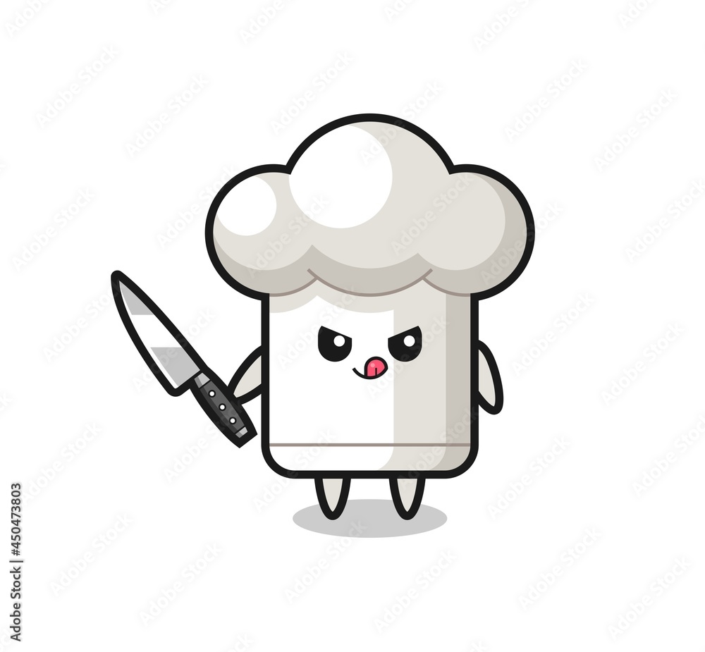 cute chef hat mascot as a psychopath holding a knife cute chef hat mascot as a psychopath holding a knife