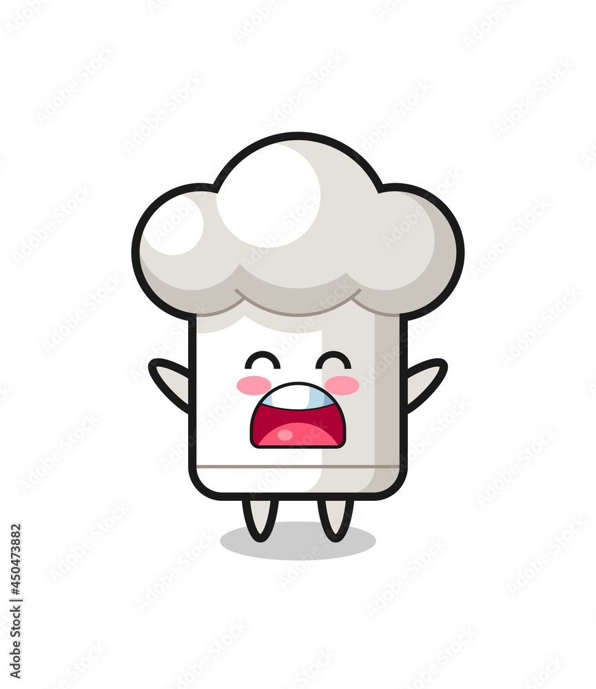 Obraz premium cute chef hat mascot with a yawn expression
