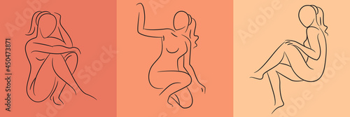 sketch and hand drawn sexy woman pose set illustration