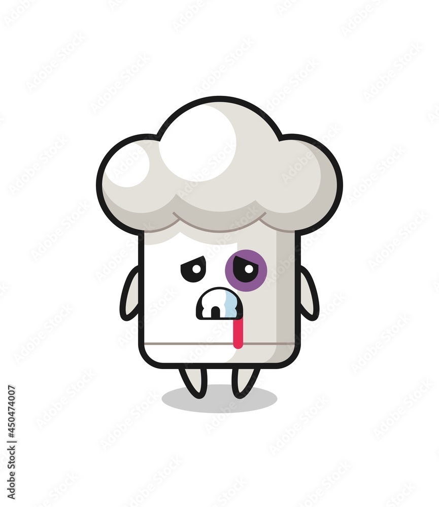 injured chef hat character with a bruised face injured chef hat character with a bruised face