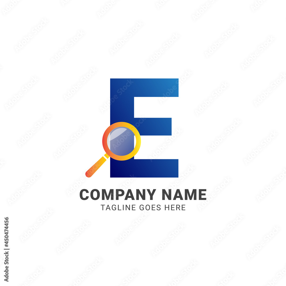 letter E magnifying glass company logo vector design element letter E magnifying glass company logo vector design element