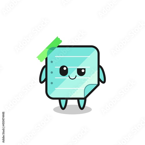 blue sticky notes cartoon with an arrogant expression