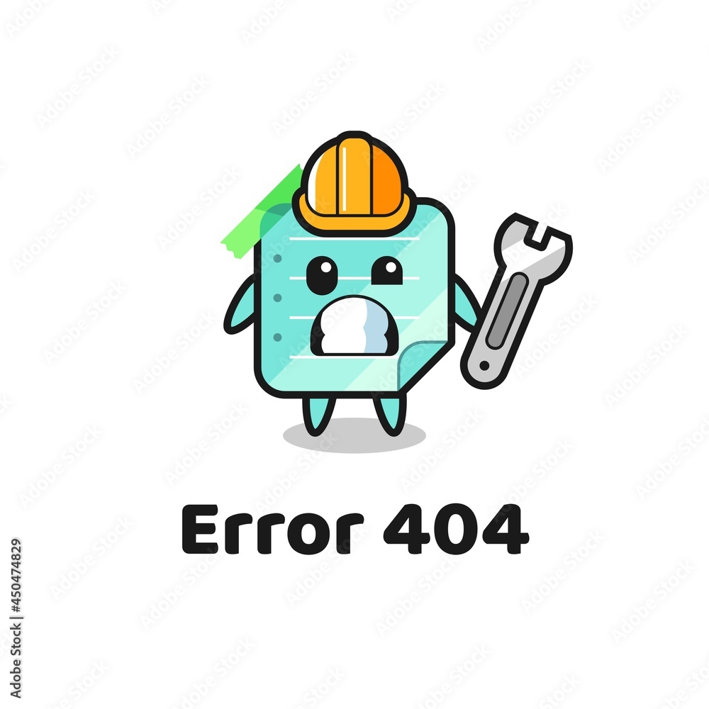 error 404 with the cute blue sticky notes mascot