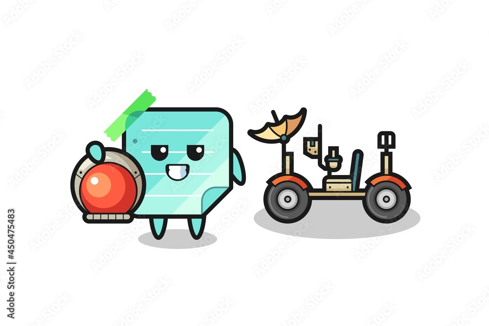 the cute blue sticky notes as astronaut with a lunar rover the cute blue sticky notes as astronaut with a lunar rover