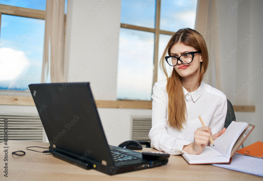 secretary sitting in front of laptop office technology professional secretary sitting in front of laptop office technology professional
