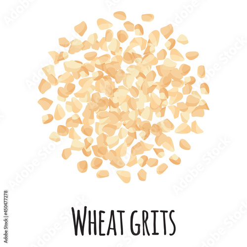 Wheat grits for template farmer market design, label and packing. Natural energy protein organic super food.