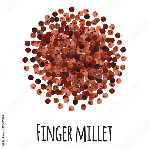Finger millet for template farmer market design, label and packing. Natural energy protein organic super food.