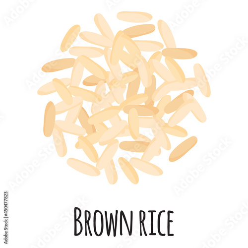 Brown rice for template farmer market design, label and packing. Natural energy protein organic super food.