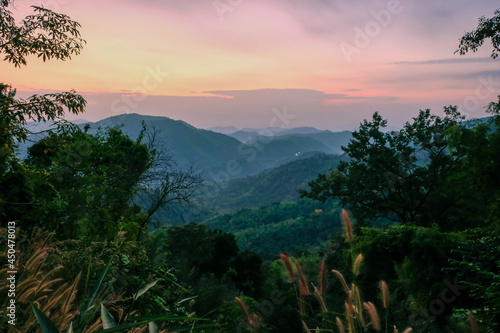 sunrise with bright sky and clouds Breathtaking skies and beautiful landscapes.