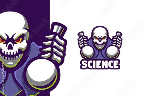 Skull Science Evil Mascot Logo Illustration