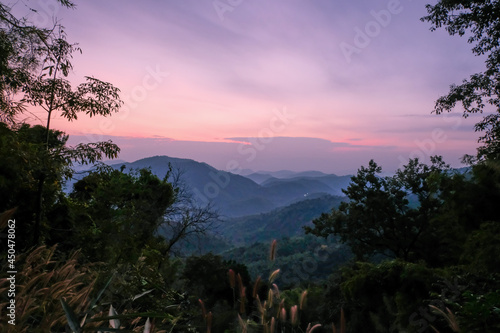 sunrise with bright sky and clouds Breathtaking skies and beautiful landscapes.