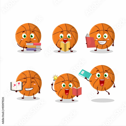A picture of basketball cartoon character concept reading an amusing book