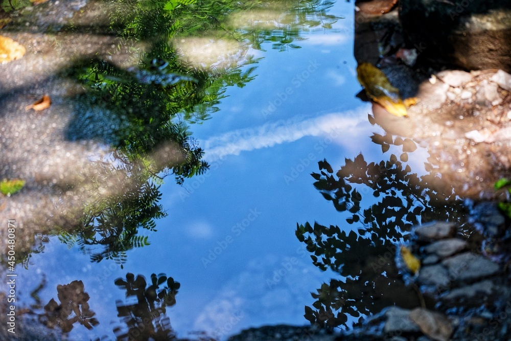 Reflection of sky in the water surface