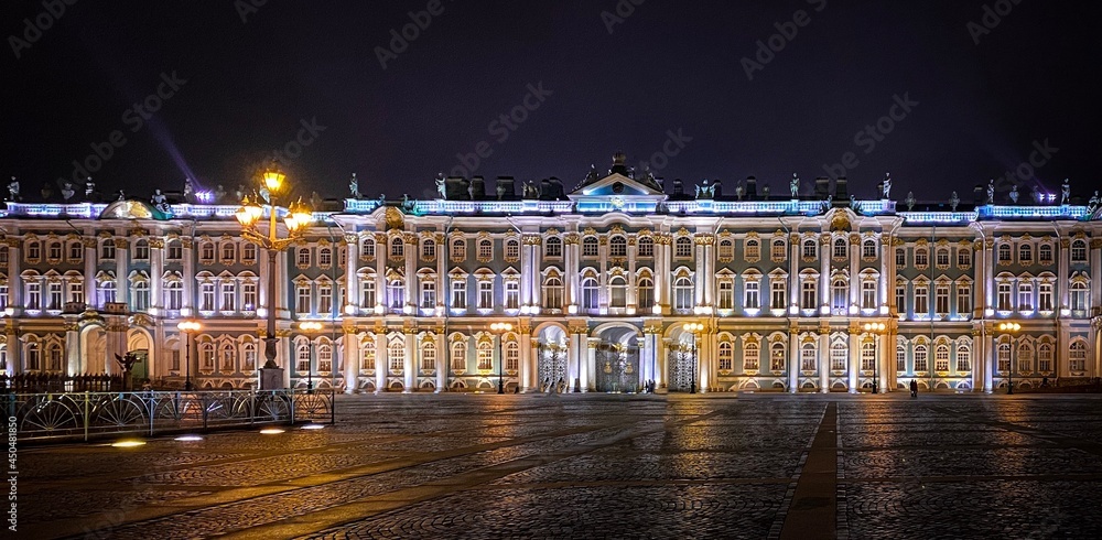 night winter palace panorama