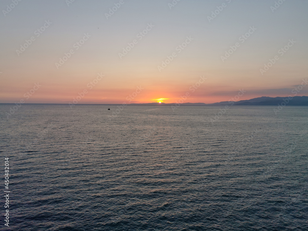 Beautiful sunset over the Aegean Sea.