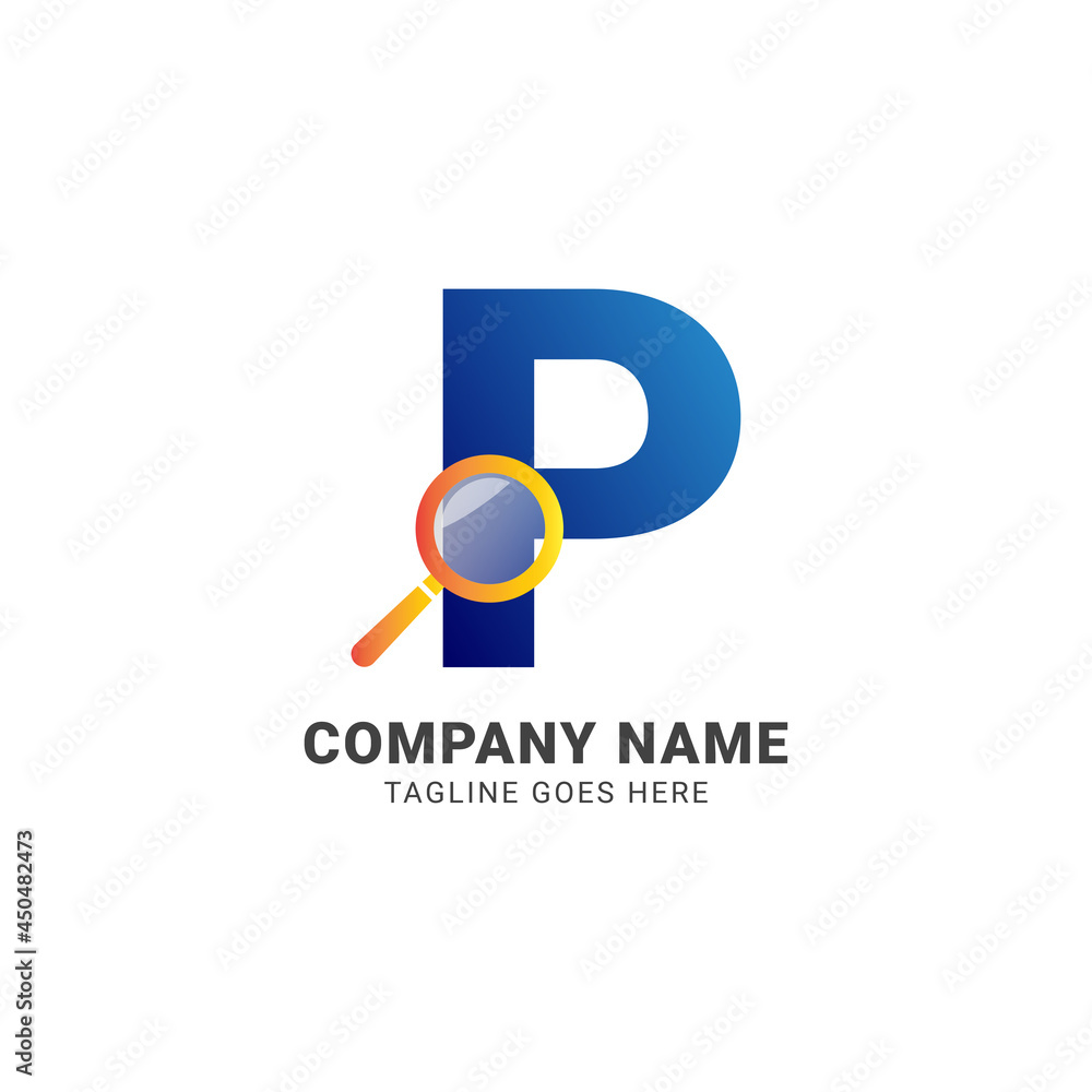 letter P magnifying glass company logo vector design element letter P magnifying glass company logo vector design element