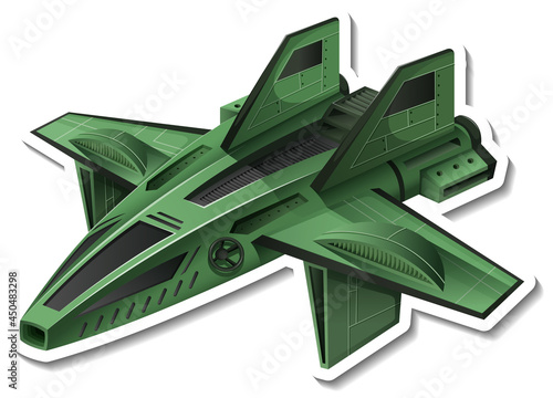 A sticker template with a fighter aircraft isolated
