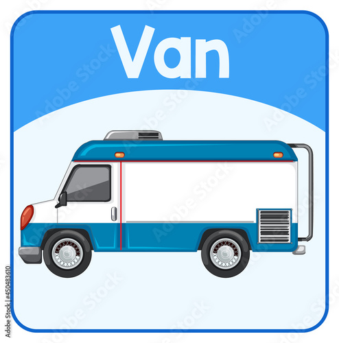 Educational English word card of Van