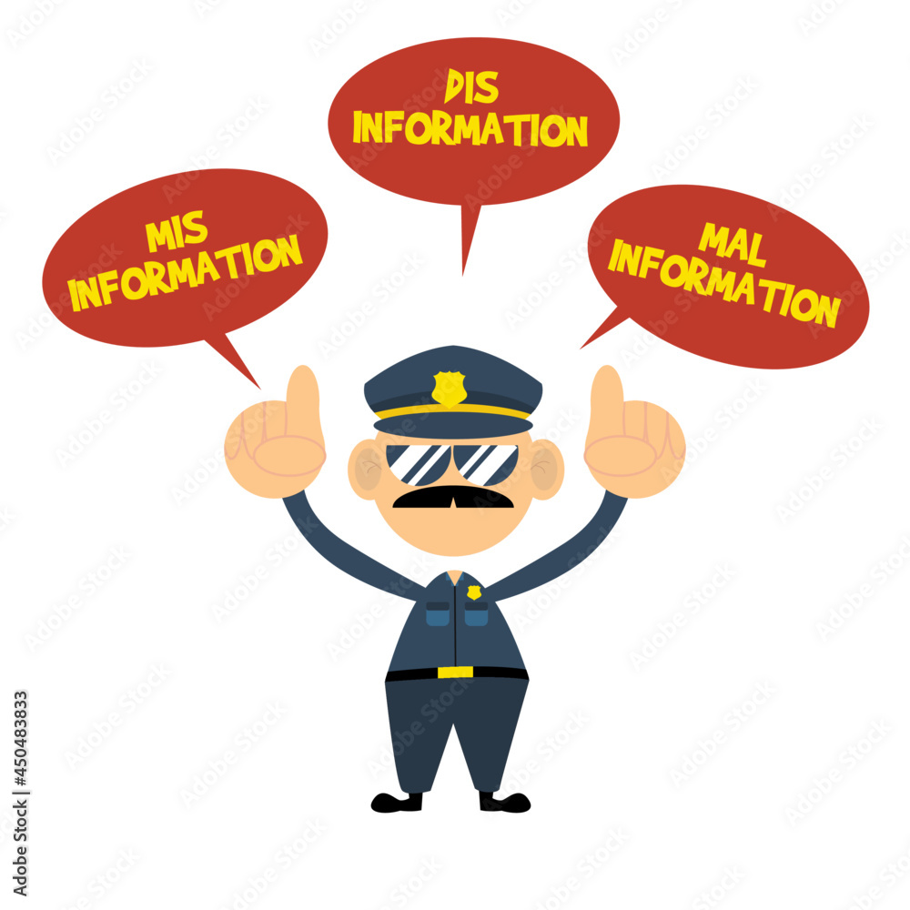 cute police describing about Misinformation suitable for cyber security Illustration
