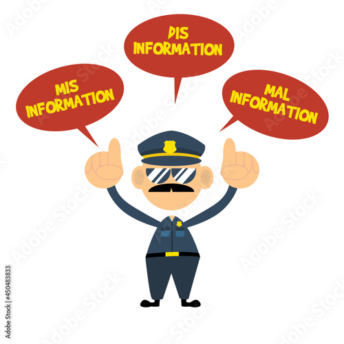 cute police describing about Misinformation suitable for cyber security Illustration