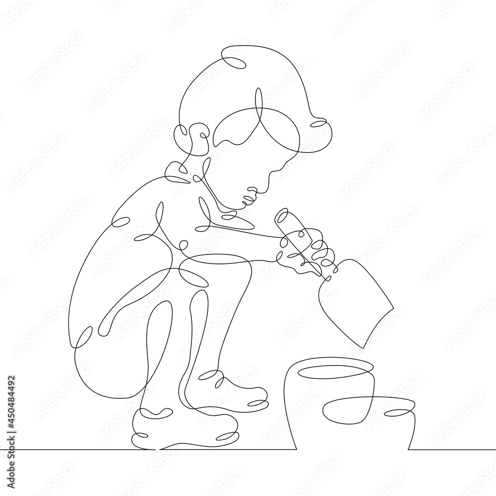 One continuous line.
Little child playing. Childrens games. Portrait of a baby.
One continuous drawing line logo isolated minimal illustration.