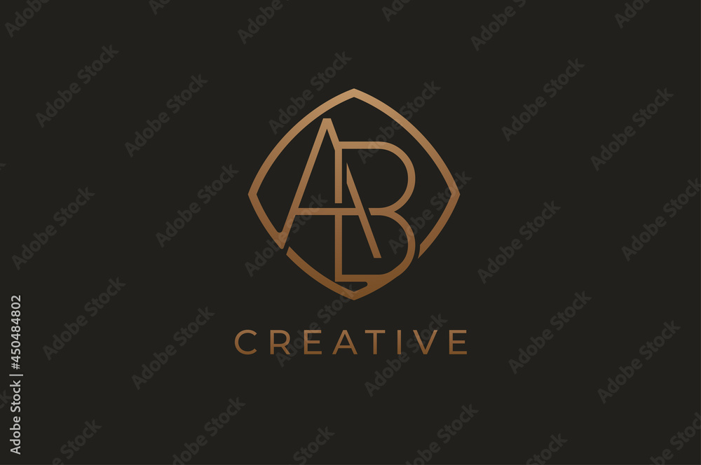 initial A and B logo, Gold line style design template, usable for branding and business logos, Flat Logo Design Template, vector illustration initial A and B logo, Gold line style design template, usable for branding and business logos, Flat Logo Design Template, vector illustration