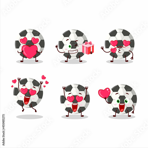 Fototapeta Naklejka Na Ścianę i Meble -  Soccer ball cartoon character with love cute emoticon